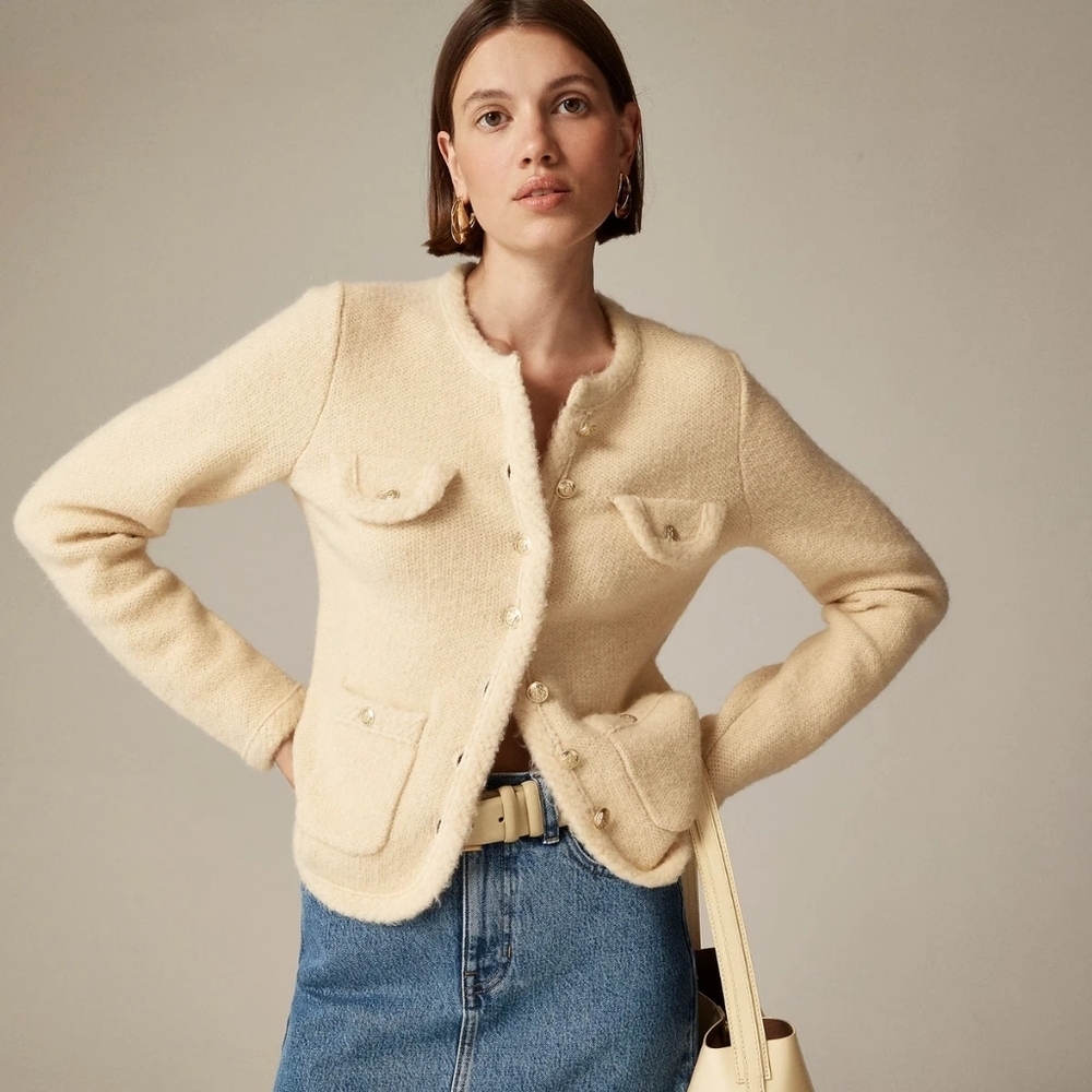 J. Crew Wool Blend Button Front Cardigan M - Picture 1 of 6